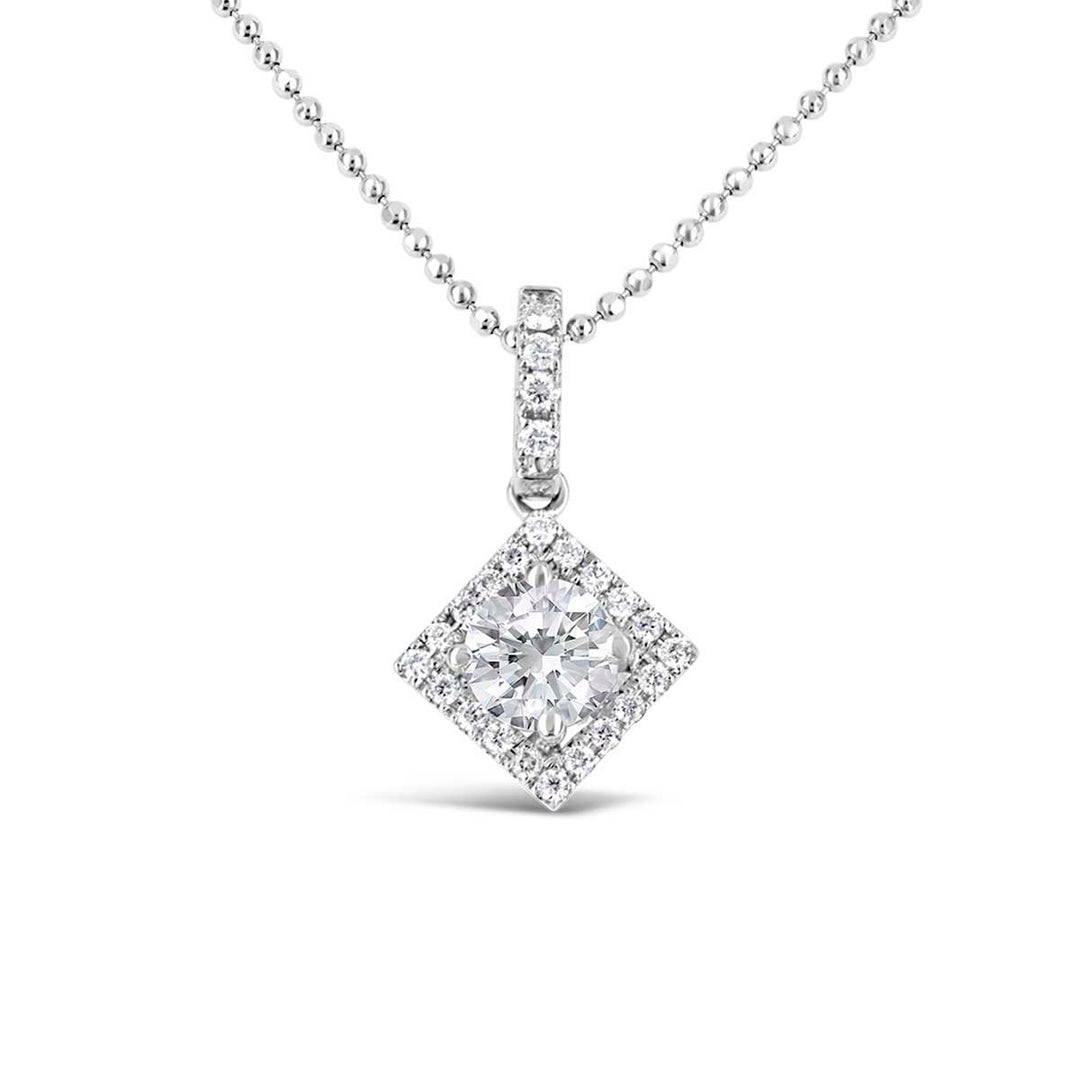 18K White Gold Lab Grown Diamond Halo Pendant - CP0450
