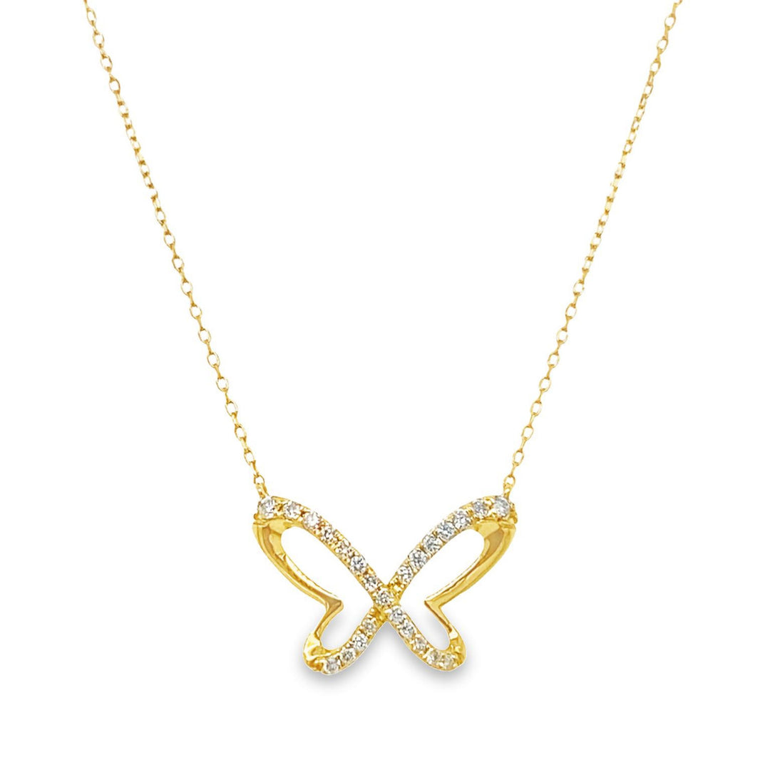 Yellow Gold Diamond Butterfly Pendant Necklace - SP1D-6659