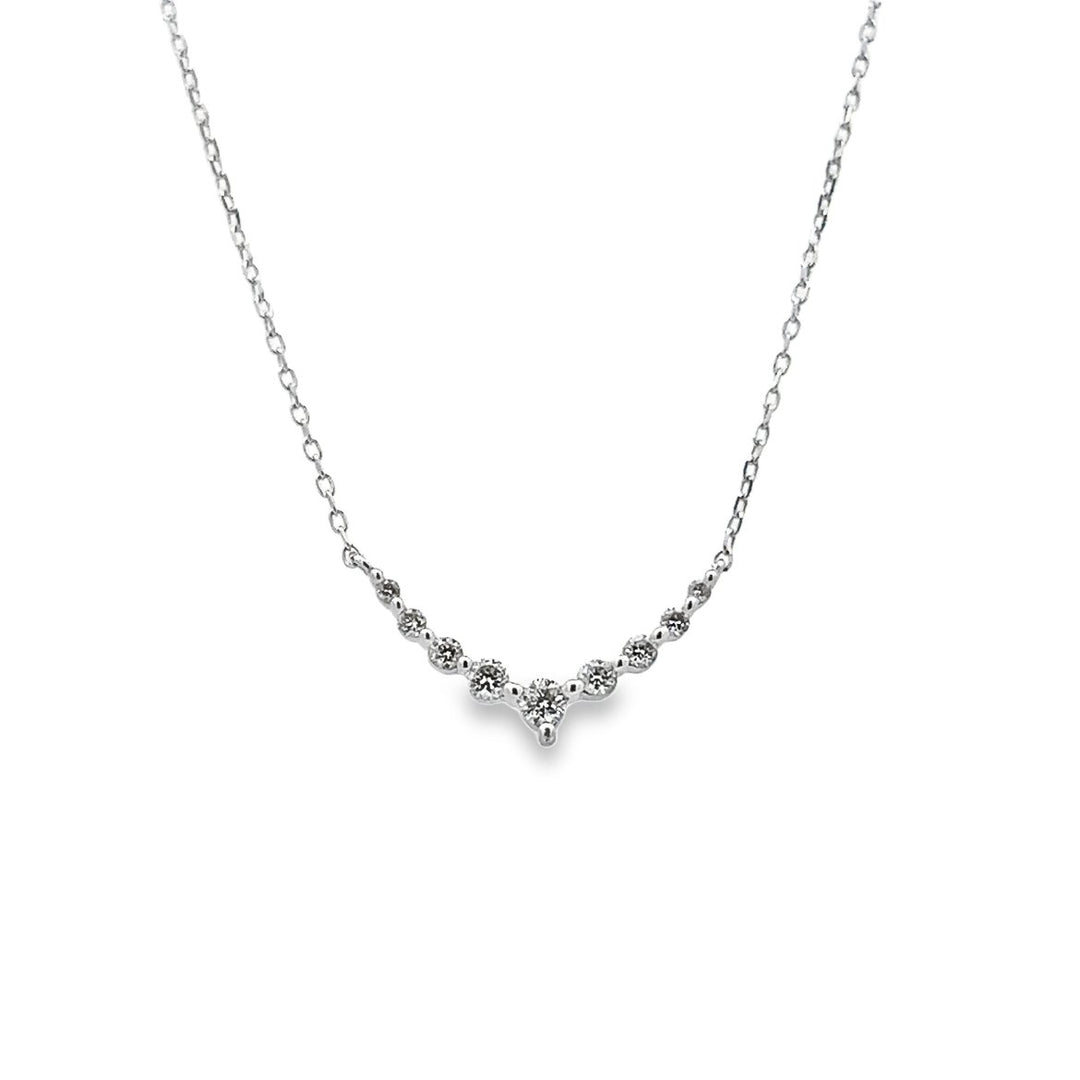 White Gold V Shape Diamond Necklace - 42568N