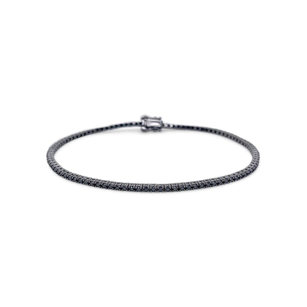 White Gold Black Rhodium Plated Black Diamond Tennis Bracelet - AB1506/B