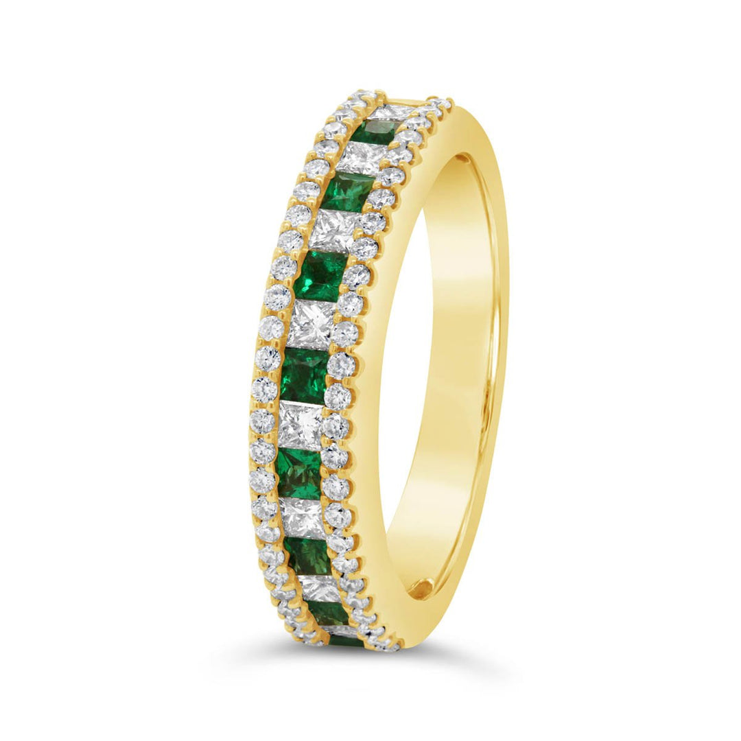 14K Yellow Gold Diamond & Emerald Band - RN1231YE2