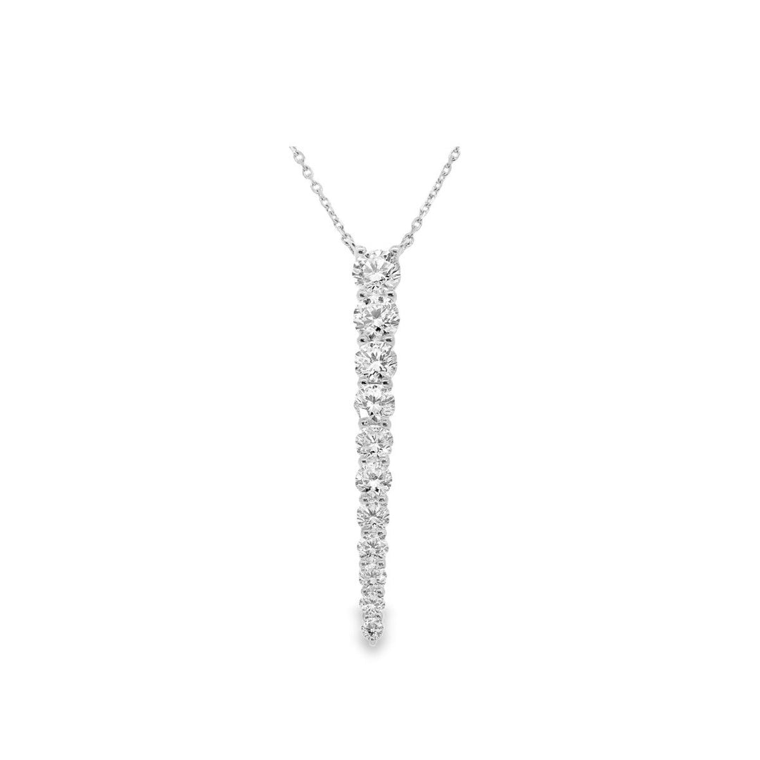 18K White Gold Graduated Diamond Drop Necklace