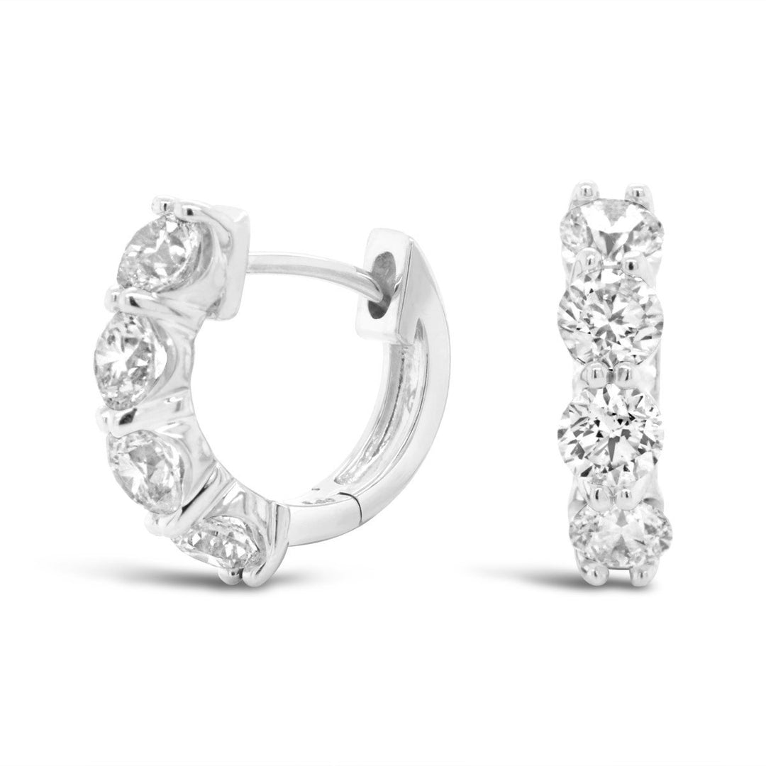 White Gold Diamond Huggie Earrings - EDD6460