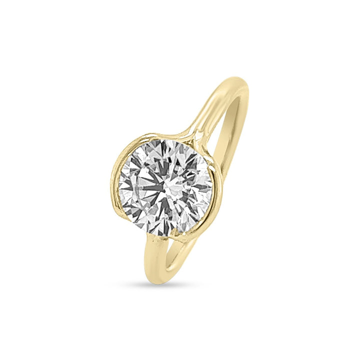 Half-Bezel Cathedral Solitaire Diamond Engagement Ring