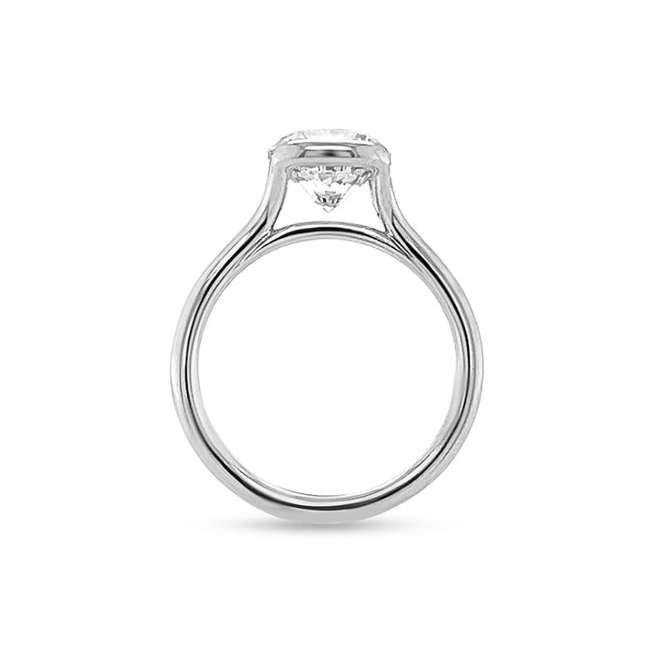Half-Bezel Cathedral Solitaire Diamond Engagement Ring