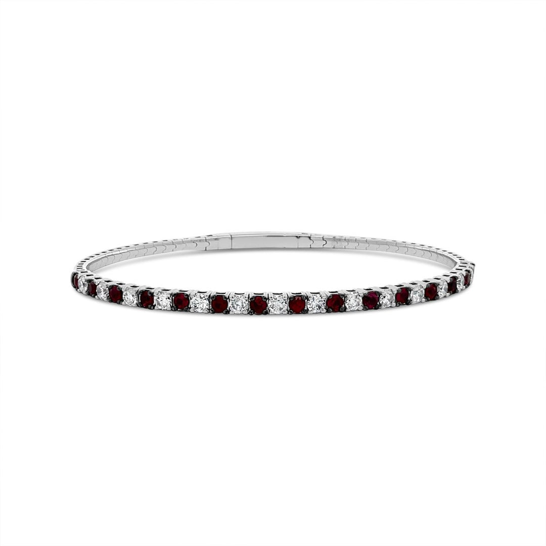 White Gold Diamond & Ruby Bangle - BG272CR