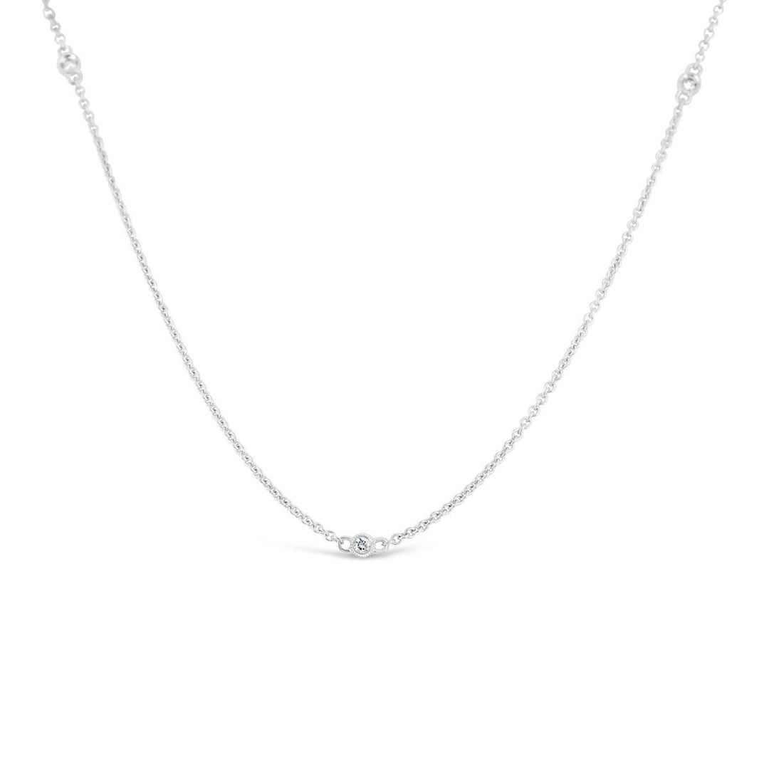 White Gold Bezel Set Diamonds by The Yard Necklace - YJS7315ND