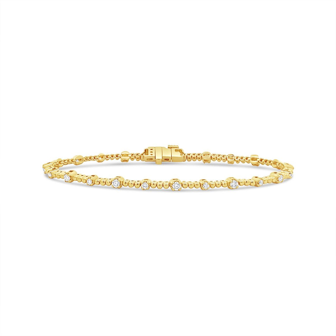 Yellow Gold Beaded Diamond Bracelet - TDD6067