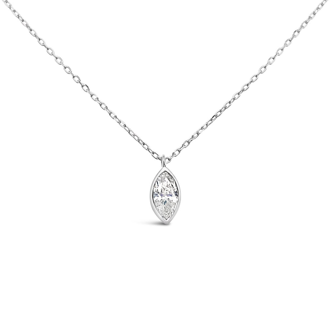 White Gold Marquise Bezel Set Diamond Necklace - HKN00501B