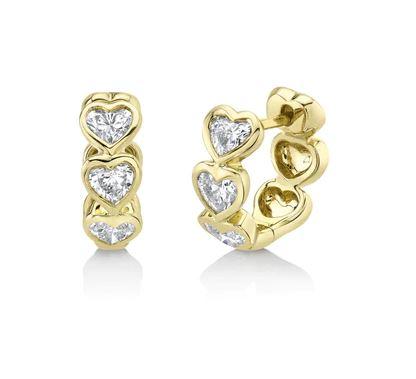 Diamond Bezel Set Heart Shaped Huggies - SC55021836