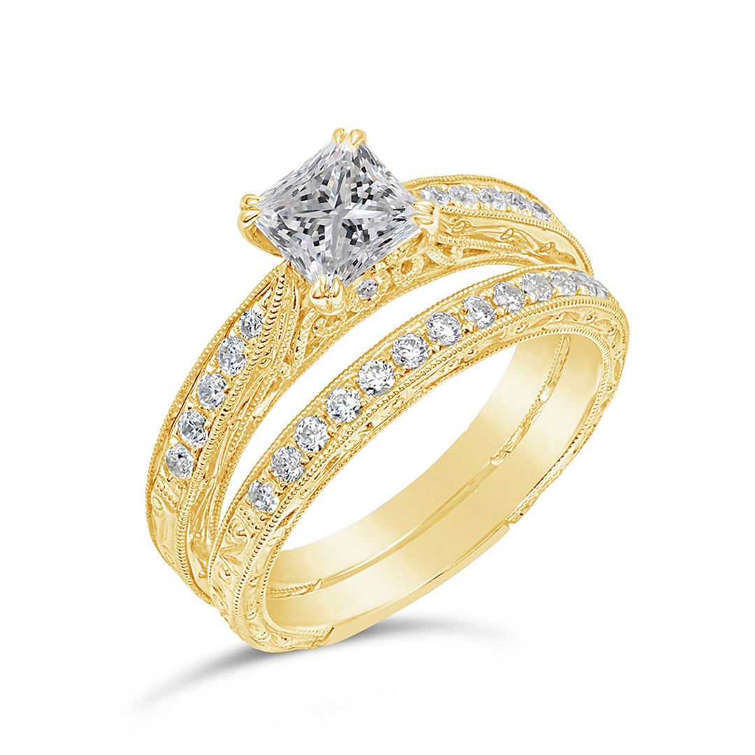 Diamond Engagement Ring Wedding Set - SNR367R-SET