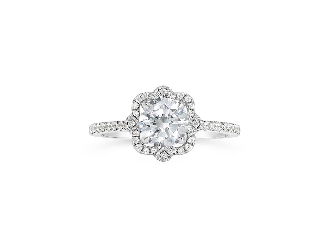 Vintage Style Diamond Halo Engagement Ring