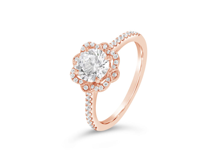 Vintage Style Diamond Halo Engagement Ring