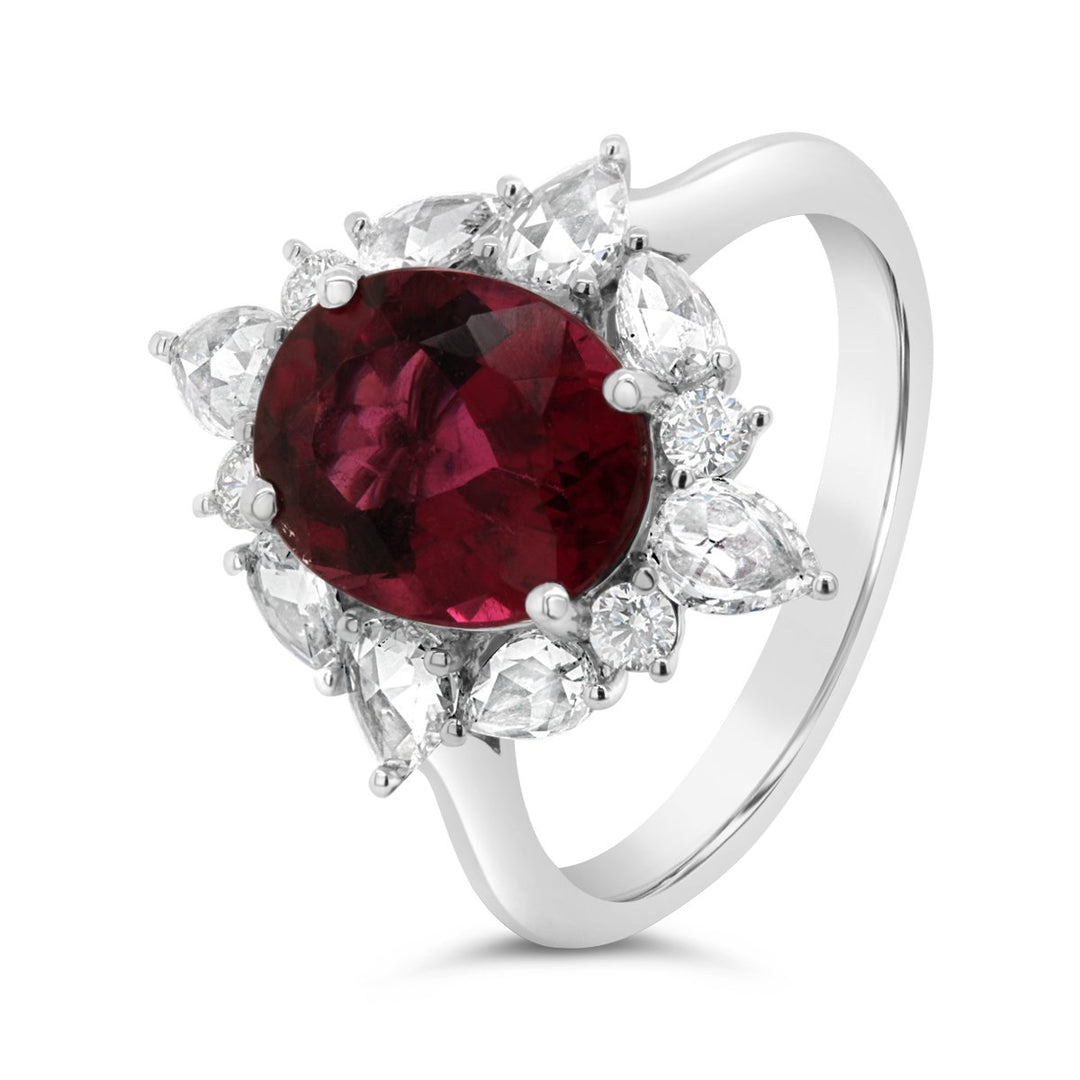 18K White Gold Diamond and Gemstone Ring - 5766AS