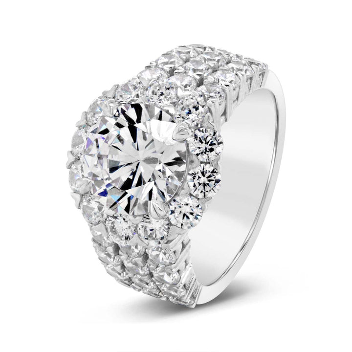 Three Row Diamond Halo Engagement Ring - YJC3540R
