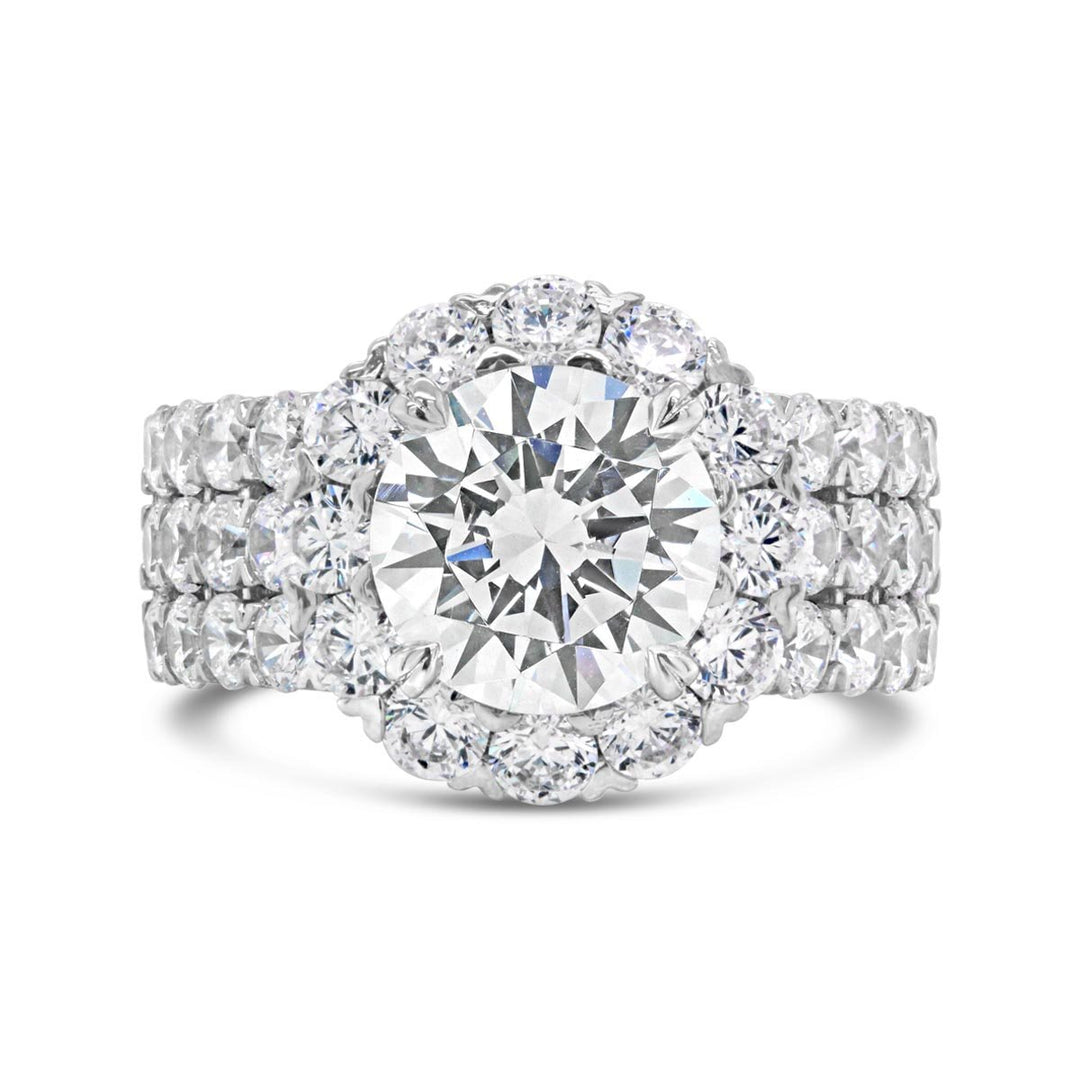Three Row Diamond Halo Engagement Ring - YJC3540R