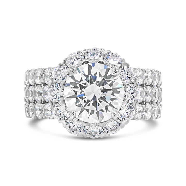 Three Row Diamond Halo Engagement Ring - YJC3540R