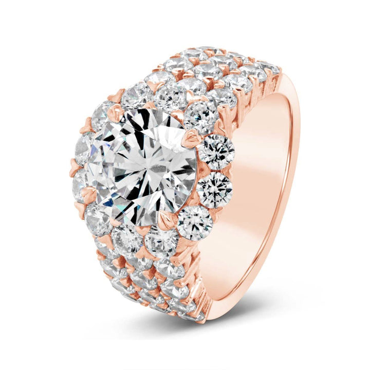 Three Row Diamond Halo Engagement Ring - YJC3540R