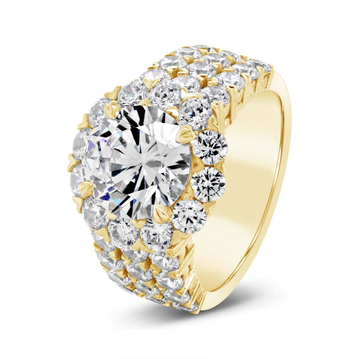 Three Row Diamond Halo Engagement Ring - YJC3540R