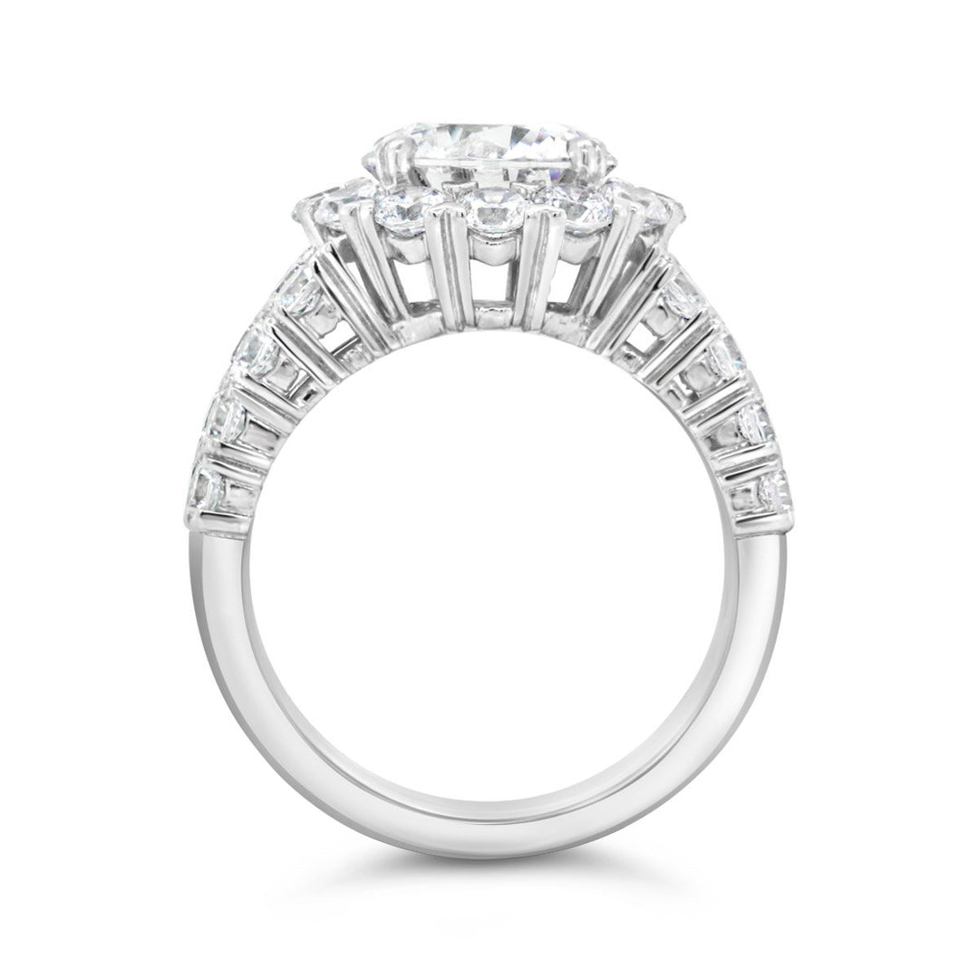 Three Row Diamond Halo Engagement Ring - YJC3540R