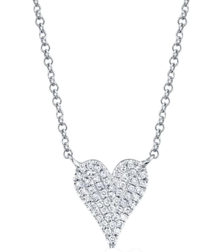 White Gold Diamond Pave Heart Necklace - SC55006925