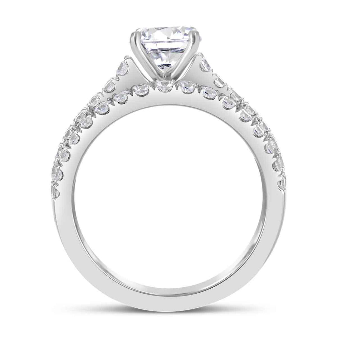 Wide Band Diamond Engagement Ring