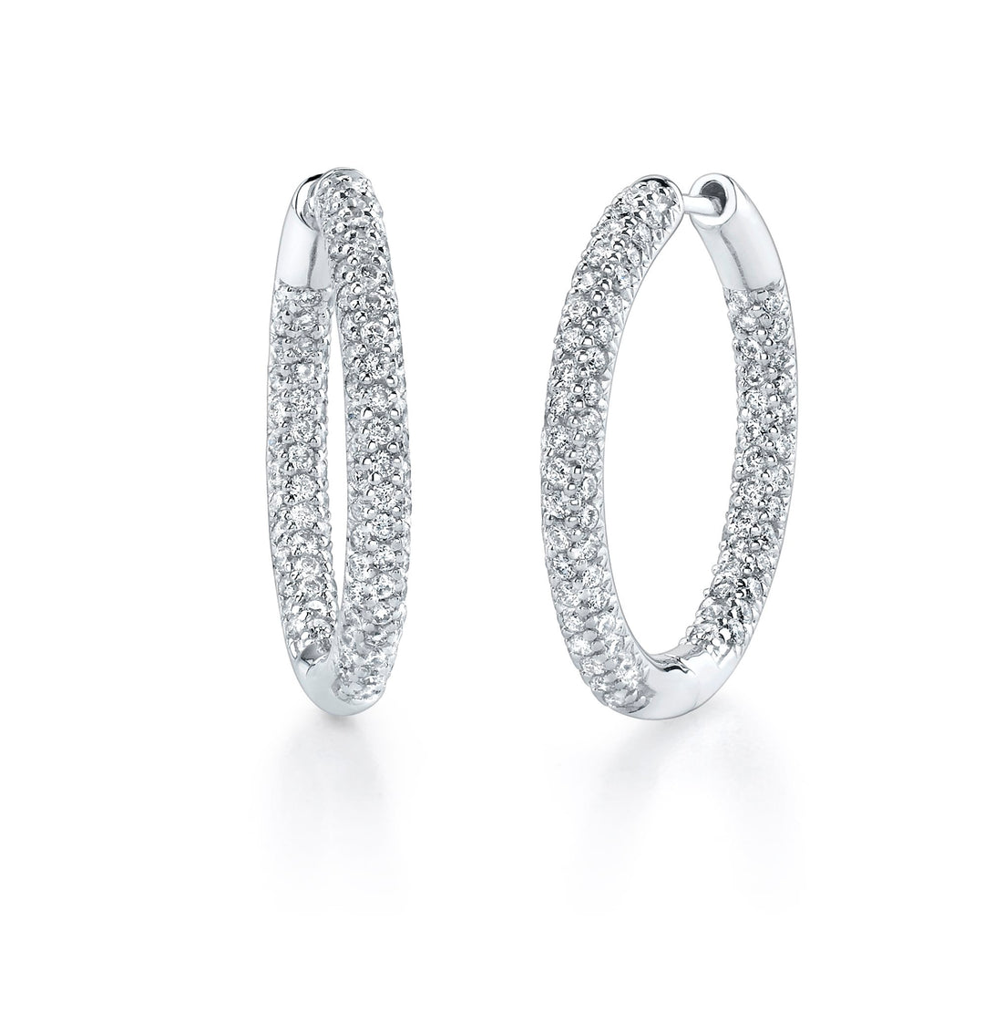 Diamond Diamond Hoop Inside Outside Earrings - RE0765