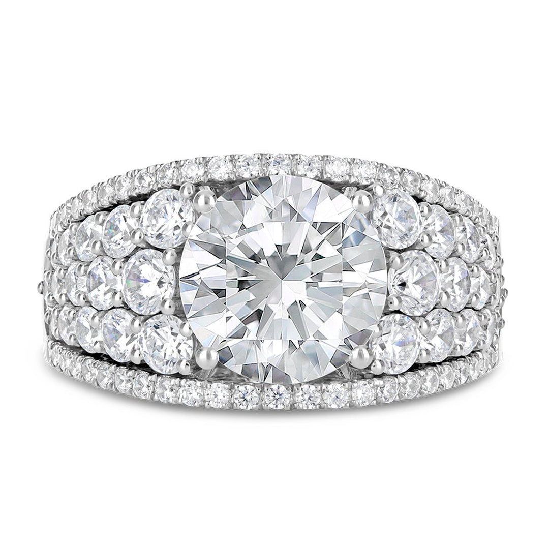 Wide Band Diamond Engagement Ring