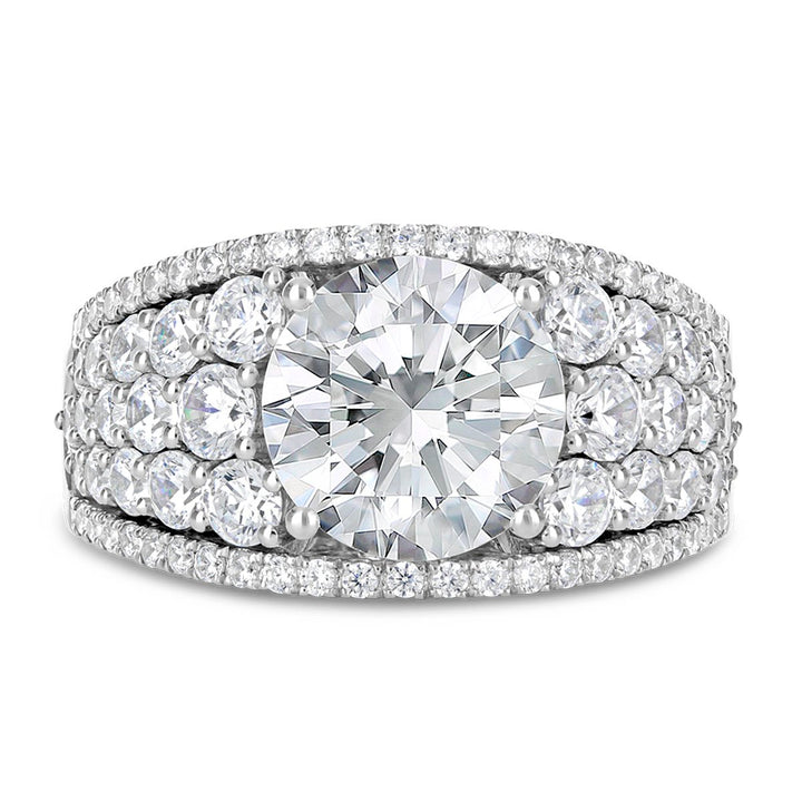Wide Band Diamond Engagement Ring