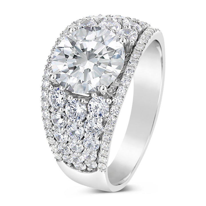 Wide Band Diamond Engagement Ring