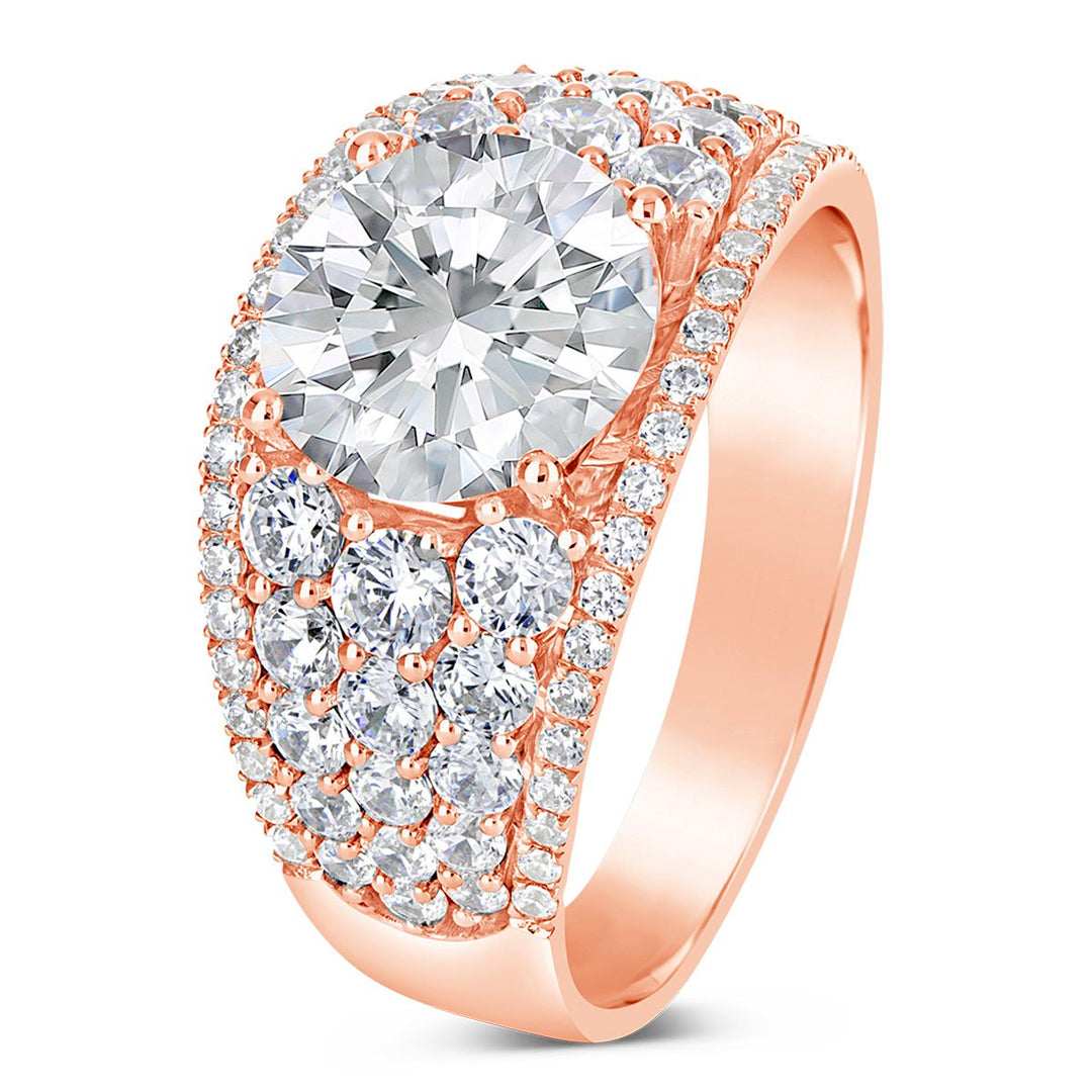 Wide Band Diamond Engagement Ring