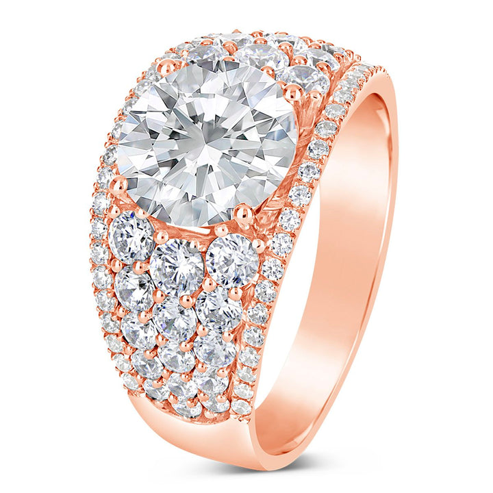 Wide Band Diamond Engagement Ring