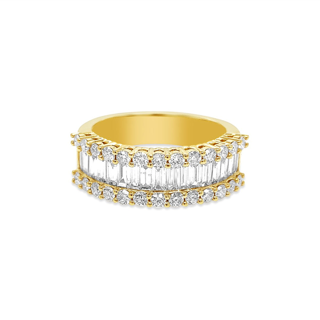 Yellow Gold Baguette and Round Diamond Band - MR2280
