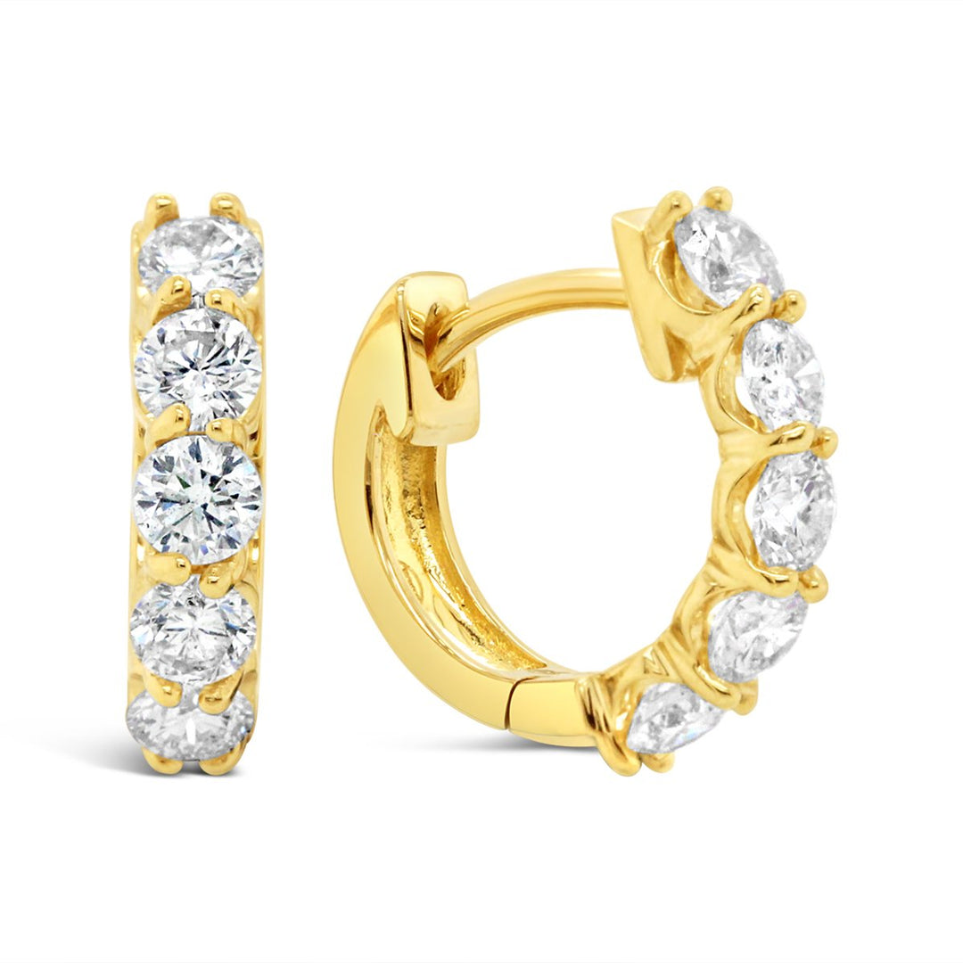 Yellow Gold Diamond Huggie Earrings - EDD4686