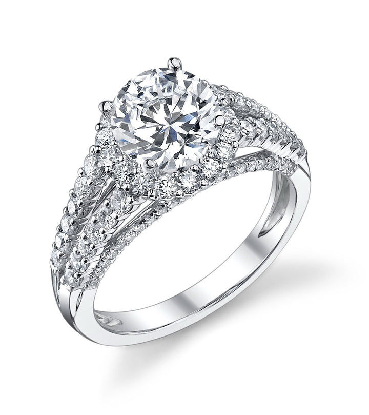 Split Shank Halo Diamond Engagement Ring