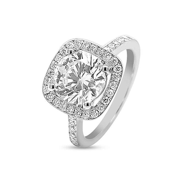 Cushion Shaped Halo Diamond Engagement Ring