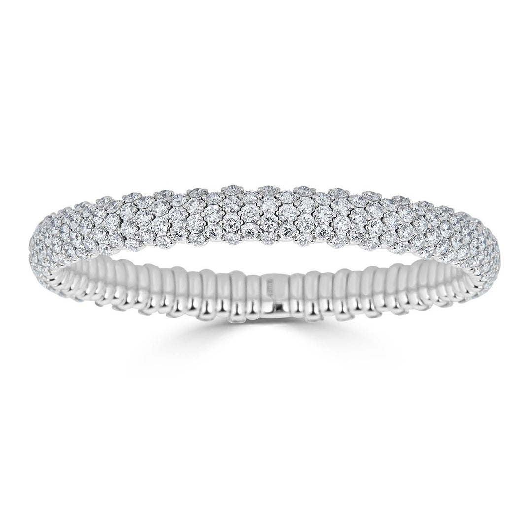 White Gold Italian Diamond Stretch Bangle - PU19