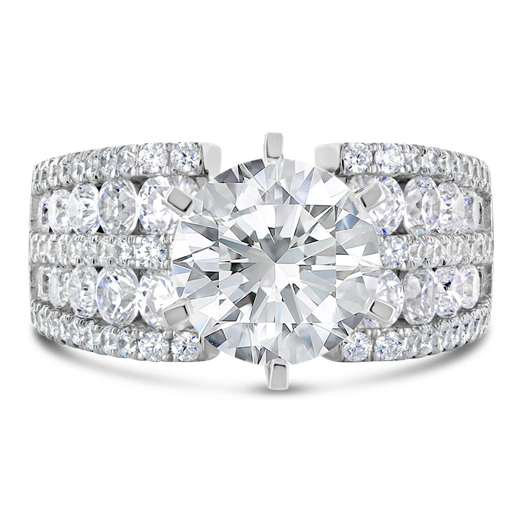 Wide Band Diamond Engagement Ring