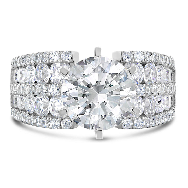Wide Band Diamond Engagement Ring