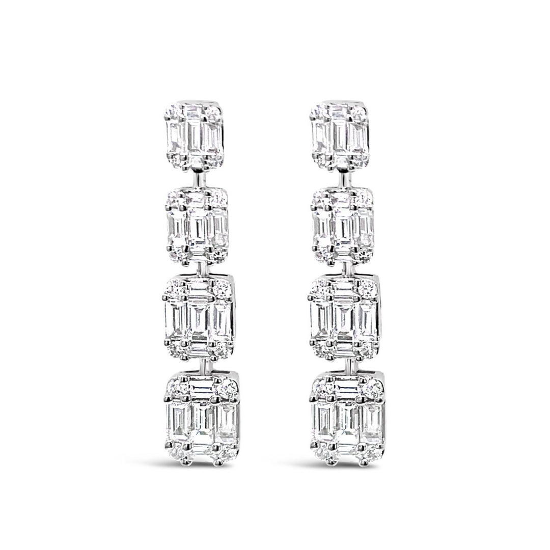 White Gold Diamond Illusion Drop Earrings - 174656EW