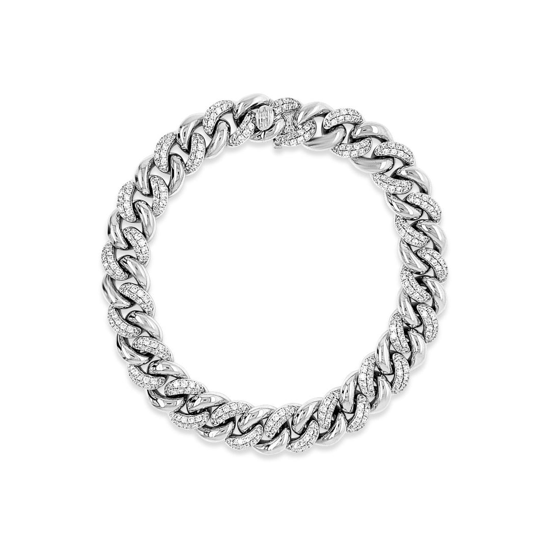 White Gold Alternating Diamond Curblink Bracelet - GSB01055