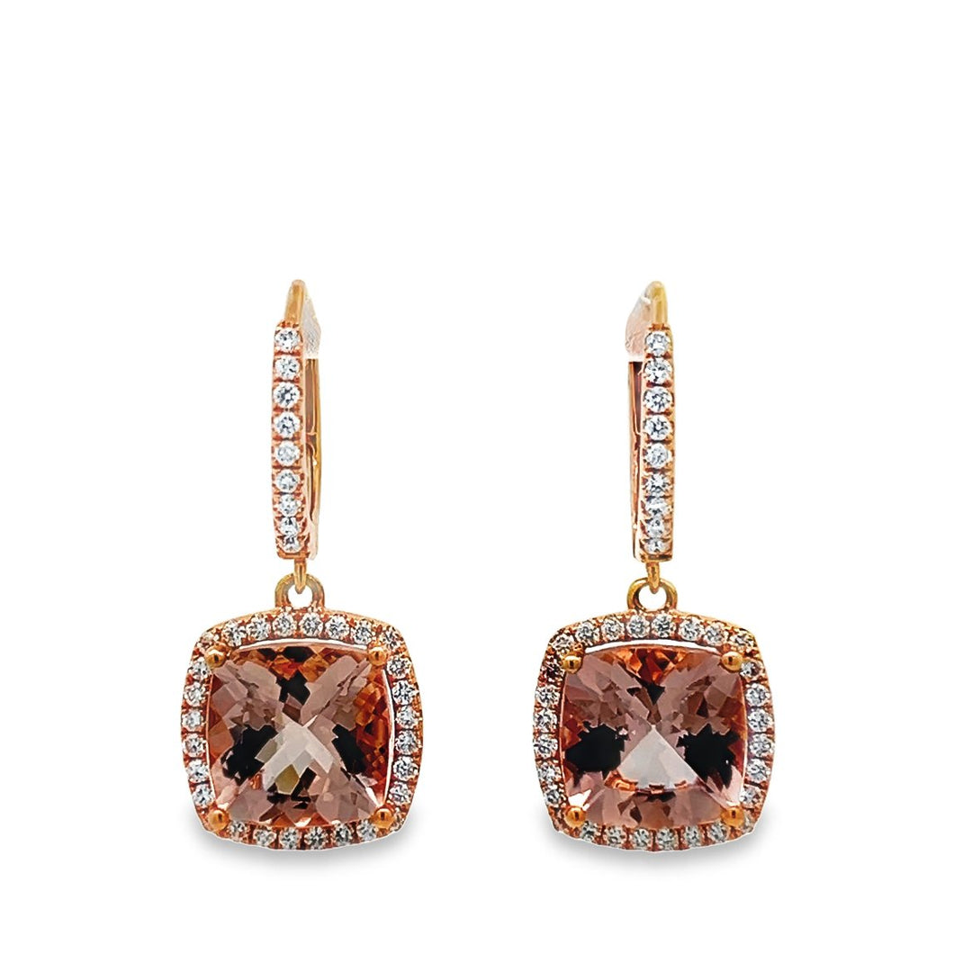 Rose Gold Diamond & Morganite Earrings - CE1585