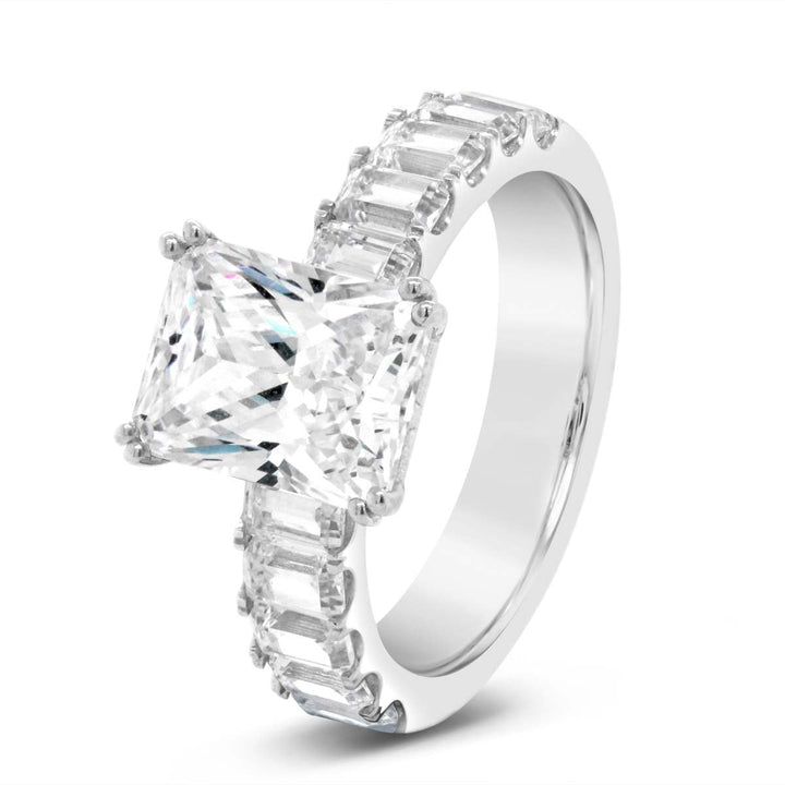 Diamond Engagement Ring with Emerald Diamond Accents - YJC4756R