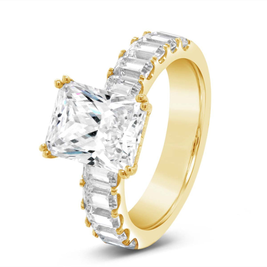 Diamond Engagement Ring with Emerald Diamond Accents - YJC4756R