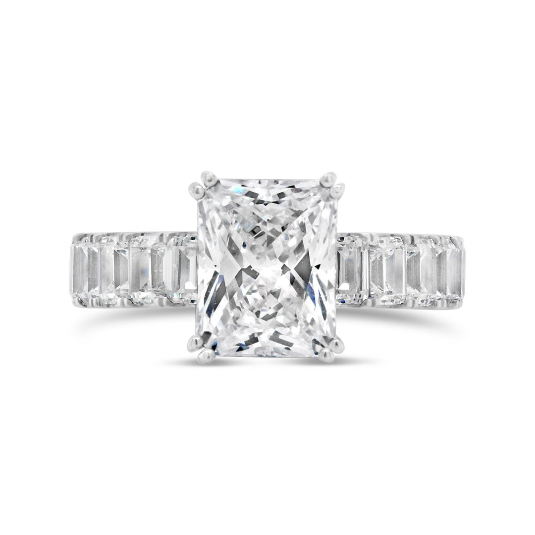 Diamond Engagement Ring with Emerald Diamond Accents - YJC4756R