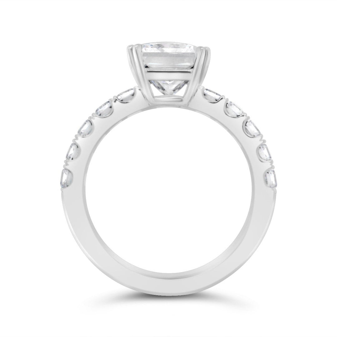 Diamond Engagement Ring with Emerald Diamond Accents - YJC4756R