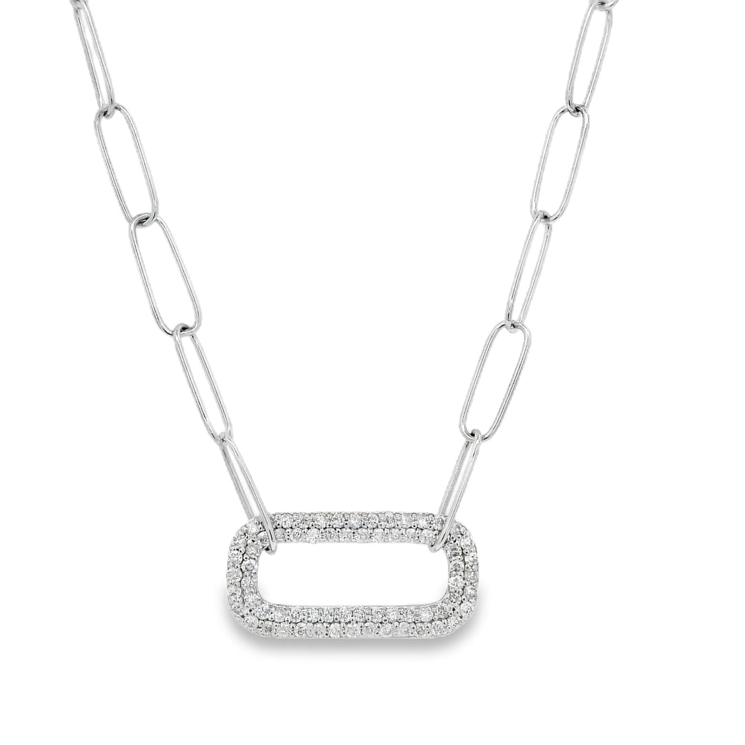 White Gold Diamond Link Necklace - UHK-0097N