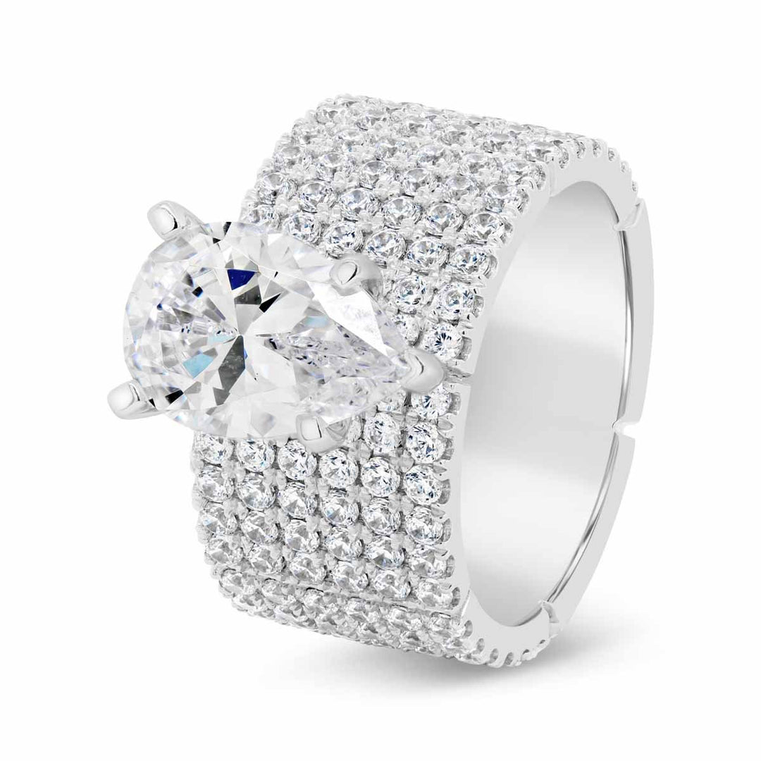 Wide Band Diamond Engagement Ring