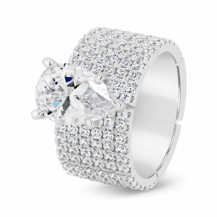 Wide Band Diamond Engagement Ring
