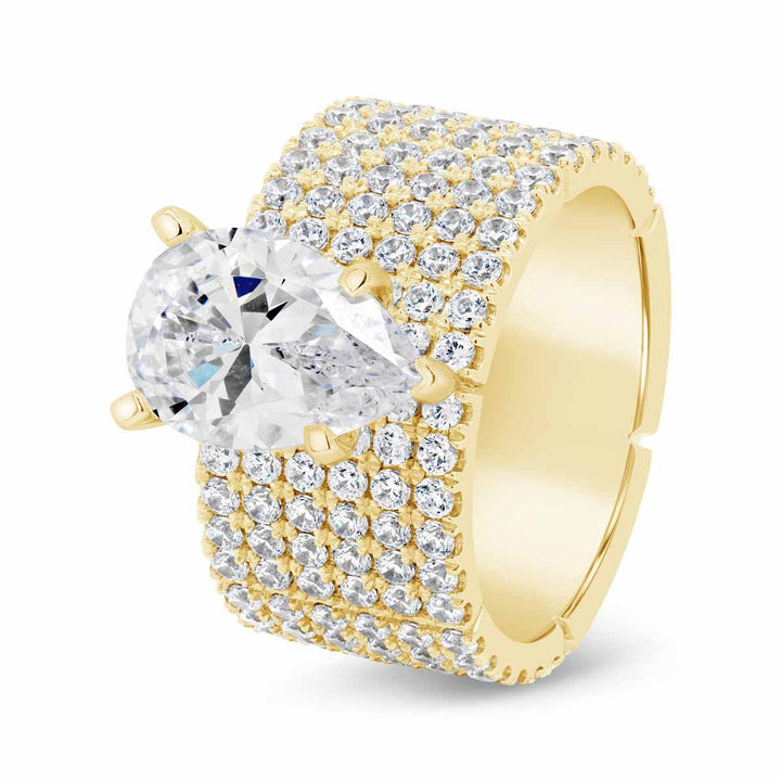 Wide Band Diamond Engagement Ring